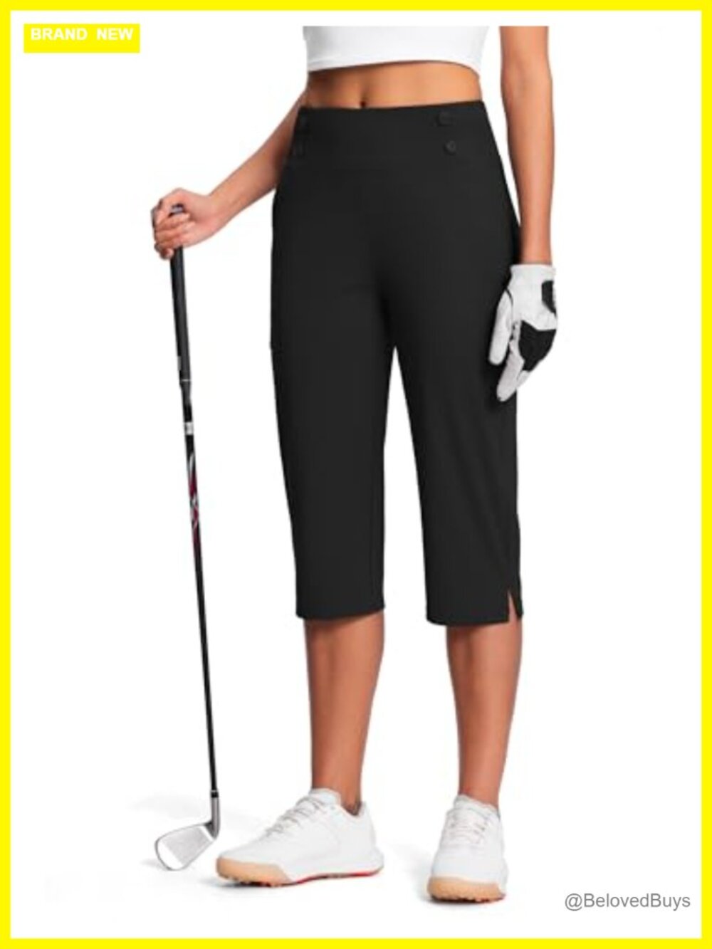 Women's High Waisted Capri Pants, Straight Leg, Pull On, Golf & Business Casual